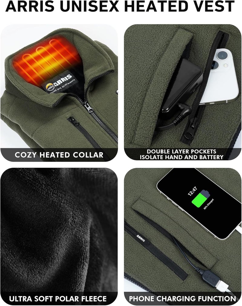 ARRIS Fleece Heated Vest for Women with 7.4V Battery Pack, Size Adjustable 8 Heating Zones Heating Clothing for Hunting - Image 5